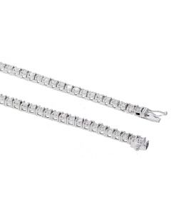 Diamond Tennis Necklace 1.95ctw Mens or Womens 24 Inch Long 3.5mm Wide White Gold-Tone Silver