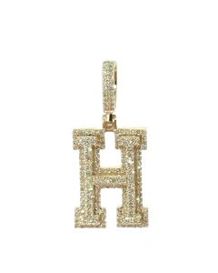 Letter Name Initial "H" 10K Yellow Gold With 0.92Ctw Diamonds 1.2" Long 0.5" Wide