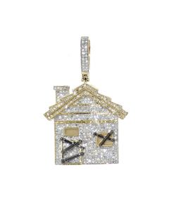 10K Gold Diamond Pendant for Men Trap House Custom 1.45ctw 1.75