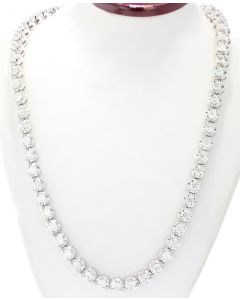 14K White Gold Flower Bead Style Necklace with 18Ct Diamonds 22