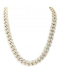 10K 157Gms Yellow Gold Miami Cuban link Necklace With 35Ct Diamonds  24" Long 10mm Wide