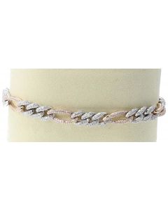 10K White and Rose Gold Figaro 6mm Bracelet With 4.03Ctw Diamonds 8