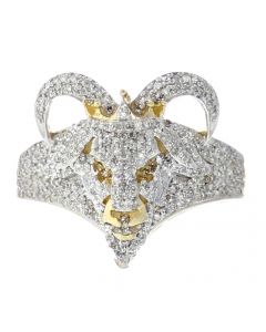 10K Gold Mens Diamond Ring Goat Ring Mens Fashion Ring with Diamond 0.85ctw 