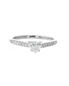 Heart Diamond Engagement Ring 14K White gold Womens 1/2ctw Diamond Ring