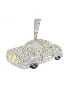 10K Yellow Gold Mercedes Car Pendant With 1.34CTW Diamonds