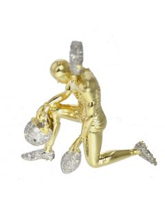 10K Yellow Gold Kneeling Football Player Gold Pendant With 1.14CTW Diamonds 