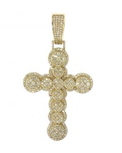 10K Yellow Gold Fancy Diamond Cross Pendant