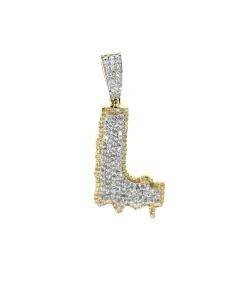 10k Yellow Gold Diamond Mens Pendant Initial Pendant Letter Alphabet L  3.1gram 0.60ctw 32mm tall Mens Pendant