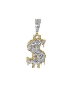 10k Yellow Gold Diamond Mens Pendant Initial Pendant Dollar Sign Pendant 3.4gram 0.65ctw 31mm tall Mens Pendant
