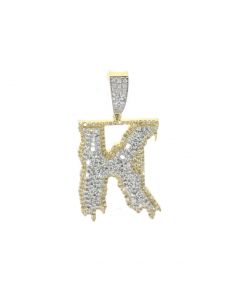 10k Yellow Gold Diamond Mens Pendant Initial Pendant Letter Alphabet K 4gram 0.75ctw 31mm tall Mens Pendant