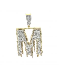 10k Yellow Gold Diamond Mens Pendant Initial Pendant Letter Alphabet M 4.9gram 1.00ctw 31mm tall Mens Pendant