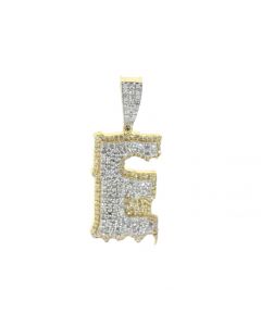 10k Yellow Gold Diamond Mens Pendant Initial Pendant Letter Alphabet E 3.5gram 0.70ctw 31mm tall Mens Pendant