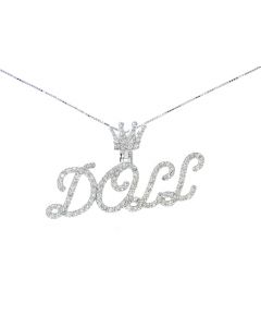 10K White Gold Custom Doll Pendant With 1.63CTW Diamonds  