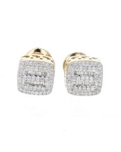 10K Yellow Gold Earrings With Baguette And Round Diamonds 0.28CTW