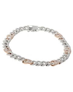 10k Gucci Maima Link Diamond bracelet two tone rose gold and white gold bracelet 2.65ct, 25gm, 9inch long Mens Bracelets