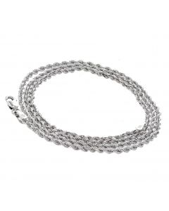 10K White Gold Thin Rope Chain With 6.8g Total Gram Weight 2mm 20Inch Long 