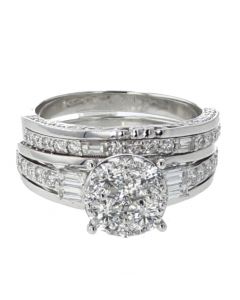 14K White Gold Unique Bridal Set With 1.63CTW Diamonds 