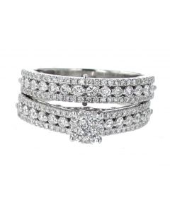 14K White Gold Round Diamonds Wedding Ring With Matching Band With 1.03CTW Diamonds