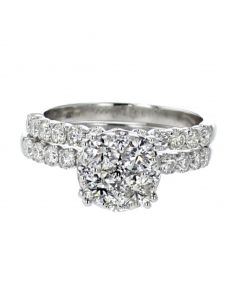 14K White Gold Simple And Beautiful Diamond RIng And Band With 1.55CTW Diamonds 