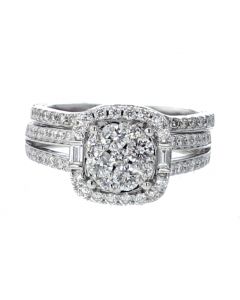 14K White Gold Square Center Diamond Bridal Set With 1.16CTW Diamonds 