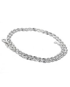 10K White Gold Moon Cut Chain Necklace 5.1 Gram Weight 2mm 16Inche Long