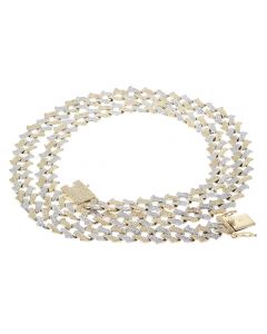 10k Two Tone Yellow Gold And White Gold Miami Spike Chain 6.5 ctw Diamond 25inch  long 