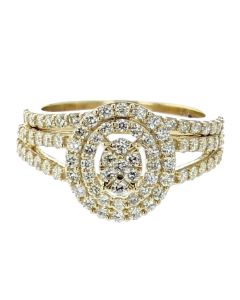 14K Gold Bridal Set With Oval Center And 1.25CTW Quality Diamonds 