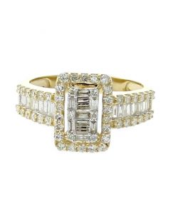 10K Gold Fancy Ring With 1.25CTW Round And Baguette Diamonds 