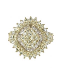 10K Gold Fancy Diamond Cluster Ring With 2.50CTW Diamonds 