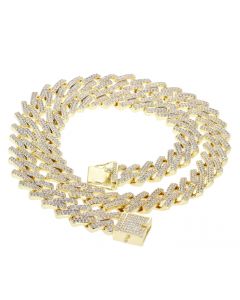 Mens Cuban Link Chain With CZ 15mm Width