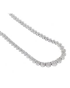 14K White Gold Womens Diamond Cluster Chain With 6.0CTW Diamonds 16inch