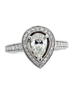 14K White Gold Facny Diamond Ring With 1.5CTW Round Diamonds And 0.75CTW Center Diamond