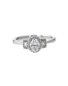 18K White Gold Diamond Ring With 1.0CTW Round Diamonds And 0.5CTW Center Diamond
