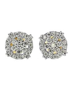 10K Yellow Gold Round Earrings 0.95CTW Diamonds
