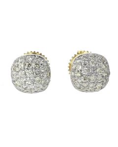 10K Gold Cushion Shape Earrings 0.52CTW Round Diamonds 