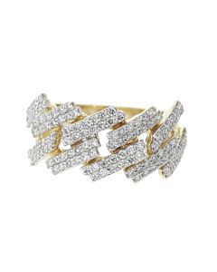 10K Yellow Gold Miami Link Style Ring For Men 1.63CTW Diamonds