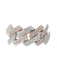 10K Rose Gold Miami Link Style Mens Ring 1.62CTW Diamonds