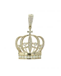 10K Gold Fancy Crown Pendant With 0.9CTW Diamond 