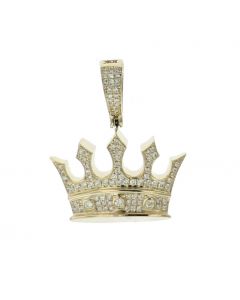 10K Gold Crown Pendant With 0.4CTW Round Diamonds