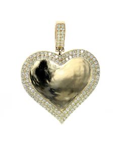 Heart Pendant Picture Frame Memory Pendant 2.66ctw 10K Gold 1.5