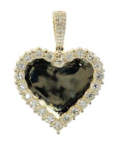 Midwest Jewellery Heart Pendant Picture Frame Memory Pendant 1.65ctw 10K Gold 44mm Tall 32mm Wide Pendant for Men and Women