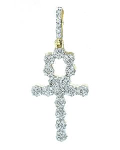 10K Gold Egyptian Cross 0.5 Ct Diamond Pendant