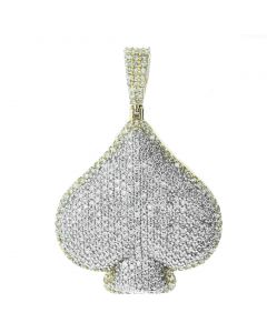 10K Gold Iced Out Spade Pendant 1.81ct Diamond 