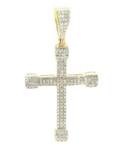 10K Yellow Gold Cross Pendant with 0.57Ctw Diamonds 