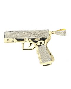 10K Yellow Gold Gun Pendant with 1Ctw Diamonds 