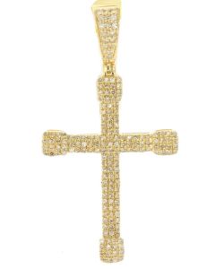 10K Yellow Gold Beautiful Cross Pendant 0.56Ctw Diamond 