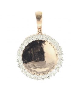 10K Rose Gold Round Picture Memory Pendant 0.5ctw Diamond 
