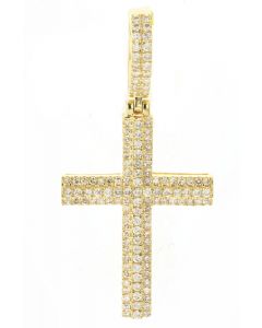 10K Yellow Gold Cross Pendant w/ 1.25Ctw Diamond