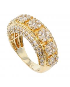 1.8 Carat Diamonds Flower Setting Band Ring for Men in 10K Yellow Gold