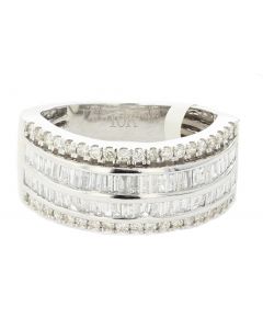 10K White Gold Ring With Baguettes 1.32Ctw Diamond 